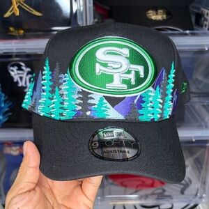 Black SF Logo Cap with Green and Purple Woodline Stitch